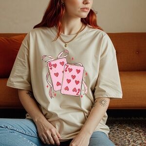 67 Valentine's day Hearts cards T-shirt S M L XL New Graphic Tees Lucky 6 7 sand